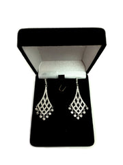 Sterling Silver And Cubic Zirconia Shaped Chandelier Drop Earrings - JewelryAffairs