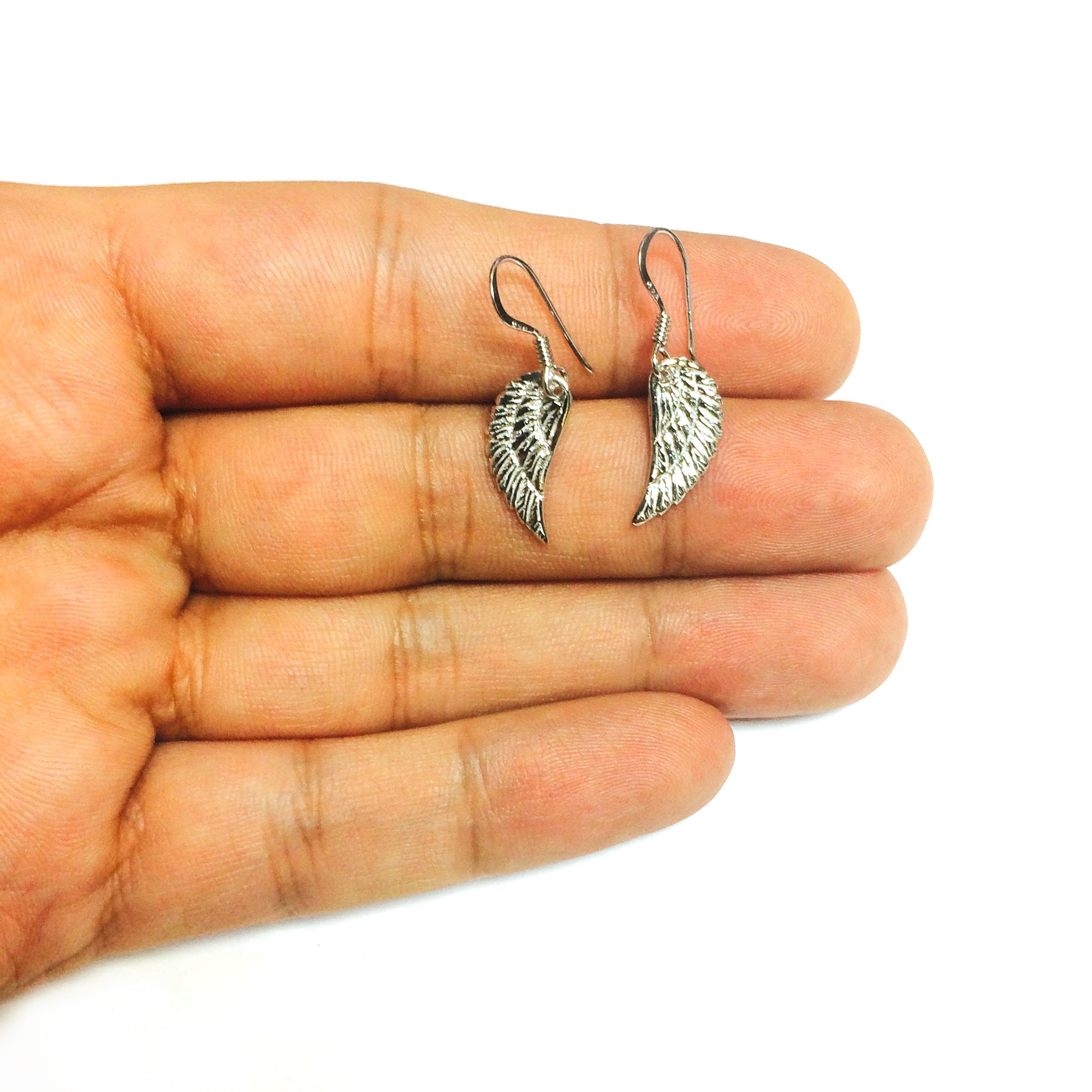 Sterling Silver Angel Wing Dangle Earrings - JewelryAffairs
