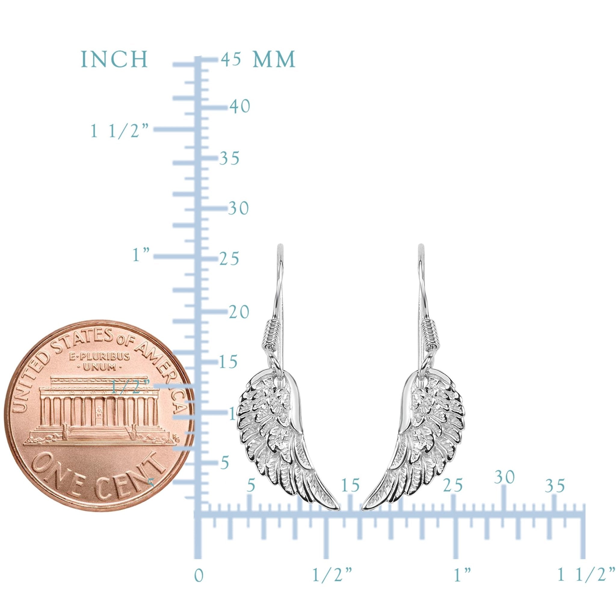 Sterling Silver Angel Wing Dangle Earrings - JewelryAffairs