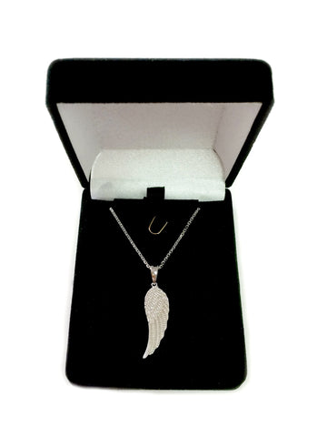 Sterling Silver Angel Wing Pendant Necklace, 18"