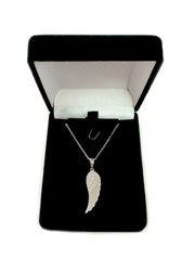 Sterling Silver Angel Wing Pendant Necklace, 18" - JewelryAffairs
