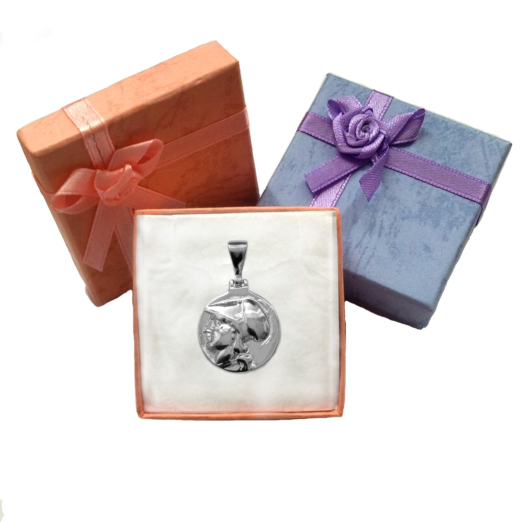 Sterling Silver Athena Greek Goddess Pendant, Diameter 20mm - JewelryAffairs