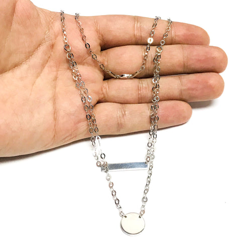 Sterling Silver Bar And Disc Pendant Necklace, 18"