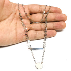 Sterling Silver Bar And Disc Pendant Necklace, 18" - JewelryAffairs