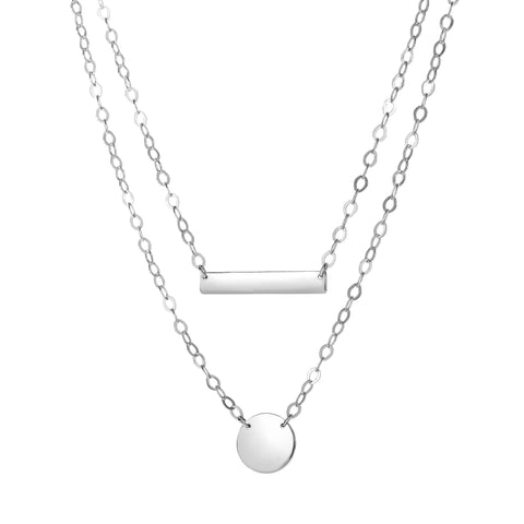 Sterling Silver Bar And Disc Pendant Necklace, 18"