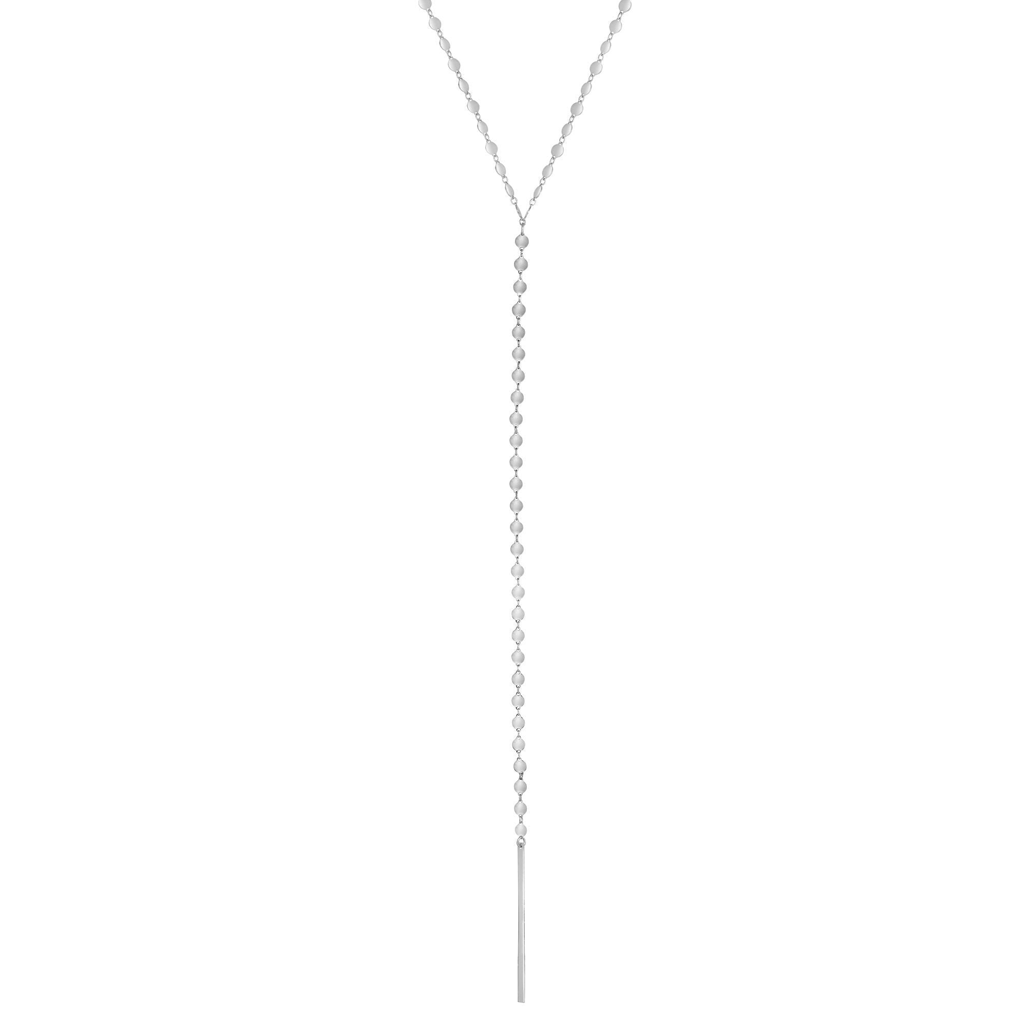 Sterling Silver Bar Charm Fancy Necklace, 24" - JewelryAffairs