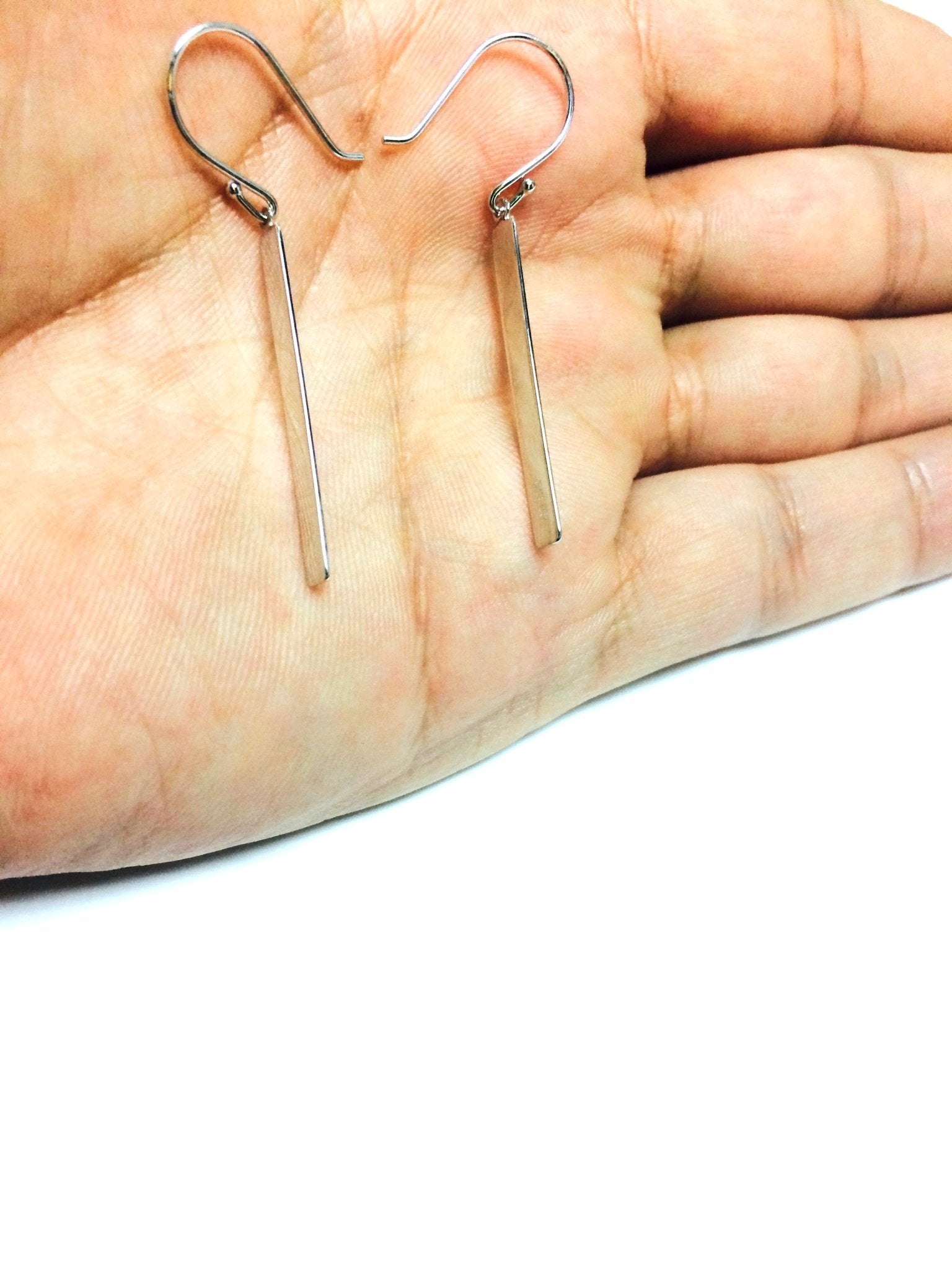 Sterling Silver Bar Style Drop Earrings With Euro Wire Clasp - JewelryAffairs