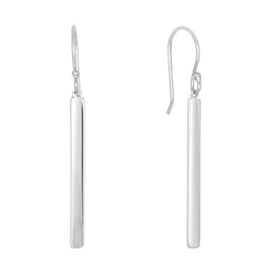 Sterling Silver Bar Style Drop Earrings With Euro Wire Clasp - JewelryAffairs