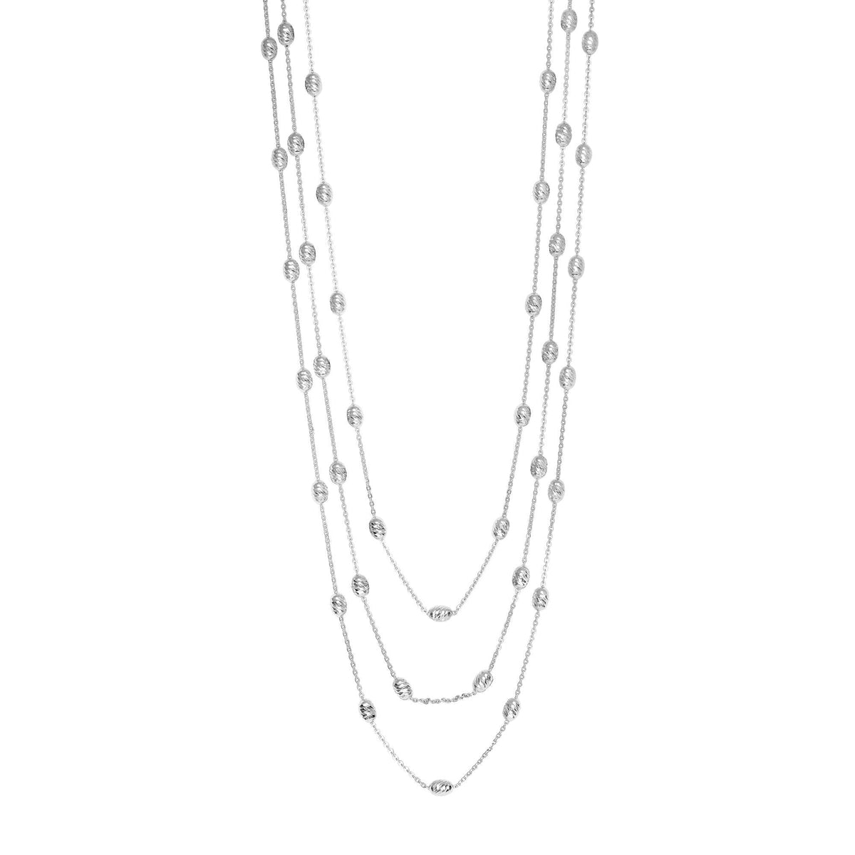 Sterling Silver Bead Charms Fancy Necklace, 18" - JewelryAffairs