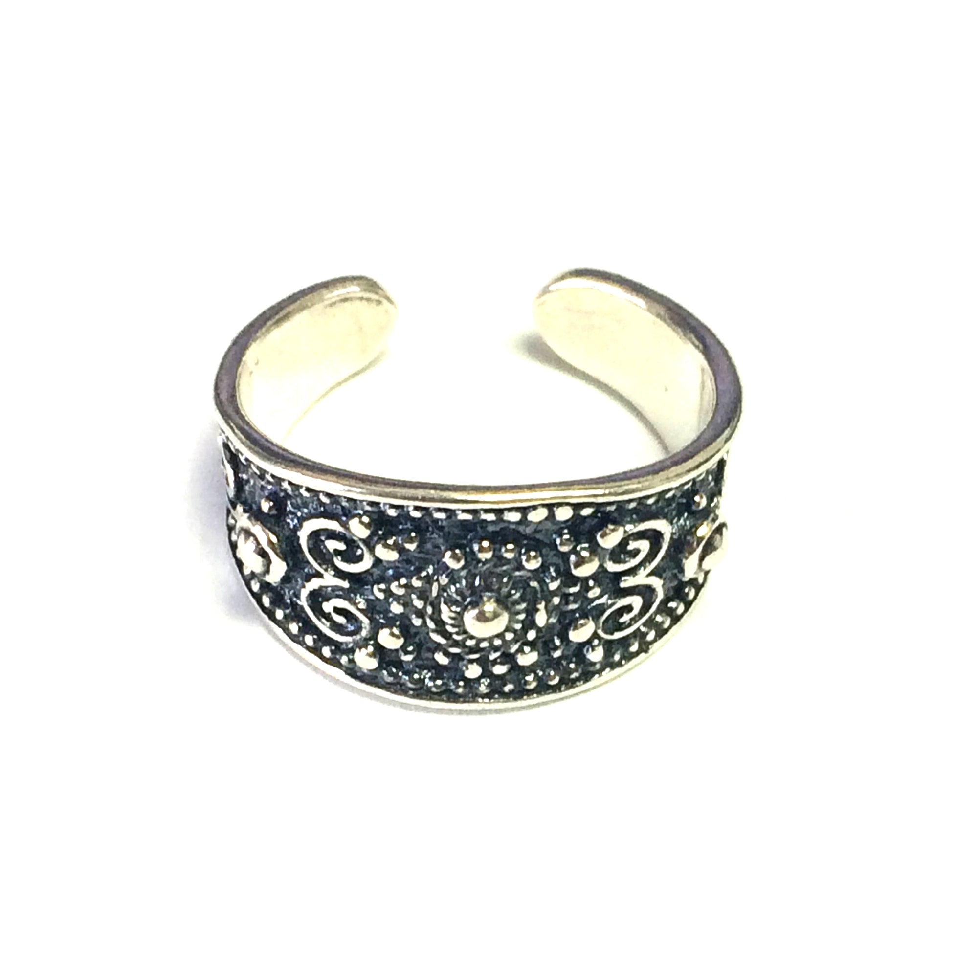Sterling Silver Byzantine Adjustable Band Ring - JewelryAffairs