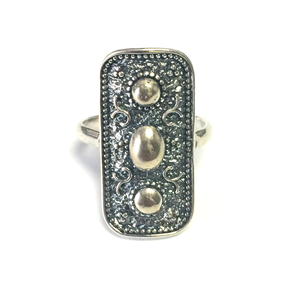 Sterling Silver Byzantine Style Rectangular Ring - JewelryAffairs