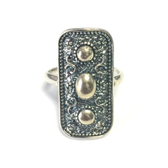 Sterling Silver Byzantine Style Rectangular Ring - JewelryAffairs