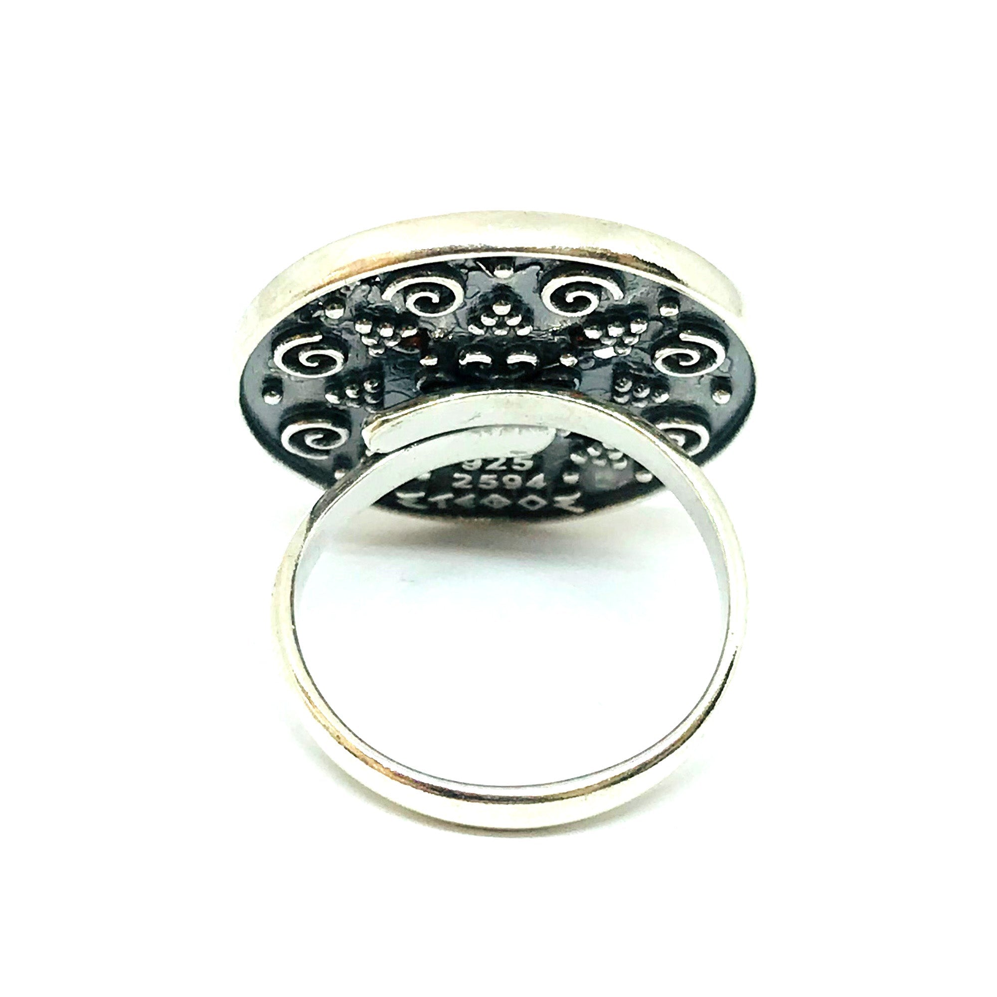 Sterling Silver Byzantine Style Round Disc Ring