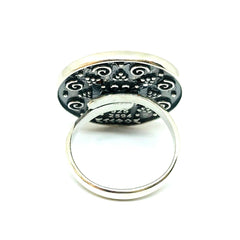 Sterling Silver Byzantine Style Round Disc Ring