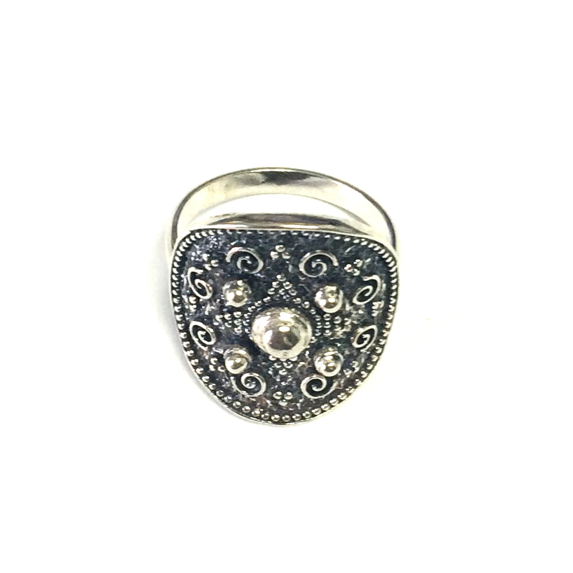 Sterling Silver Byzantine Style Round Ring - JewelryAffairs