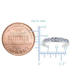 Sterling Silver Channel Set CZ Cuff Style Adjustable Toe Ring - JewelryAffairs