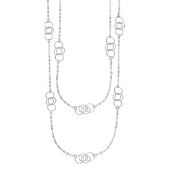 Sterling Silver Circle Charms Fancy Necklace, 36" - JewelryAffairs