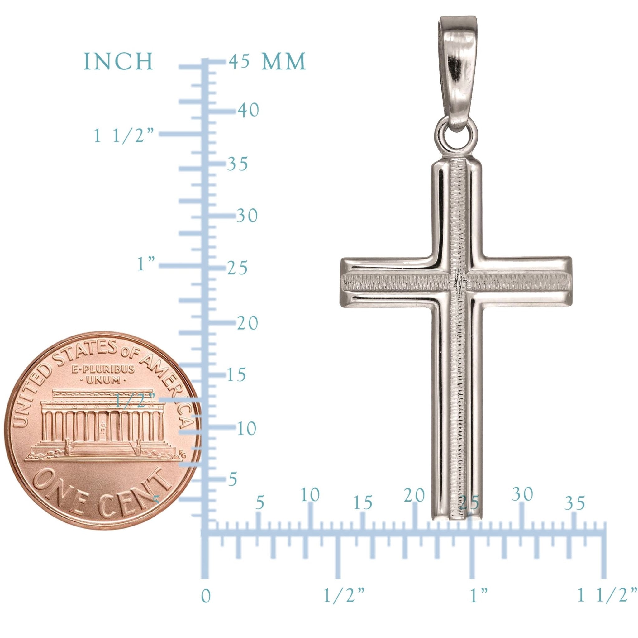 Sterling Silver Cross Pendant, 16 x 35 mm - JewelryAffairs