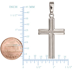Sterling Silver Cross Pendant, 16 x 35 mm - JewelryAffairs