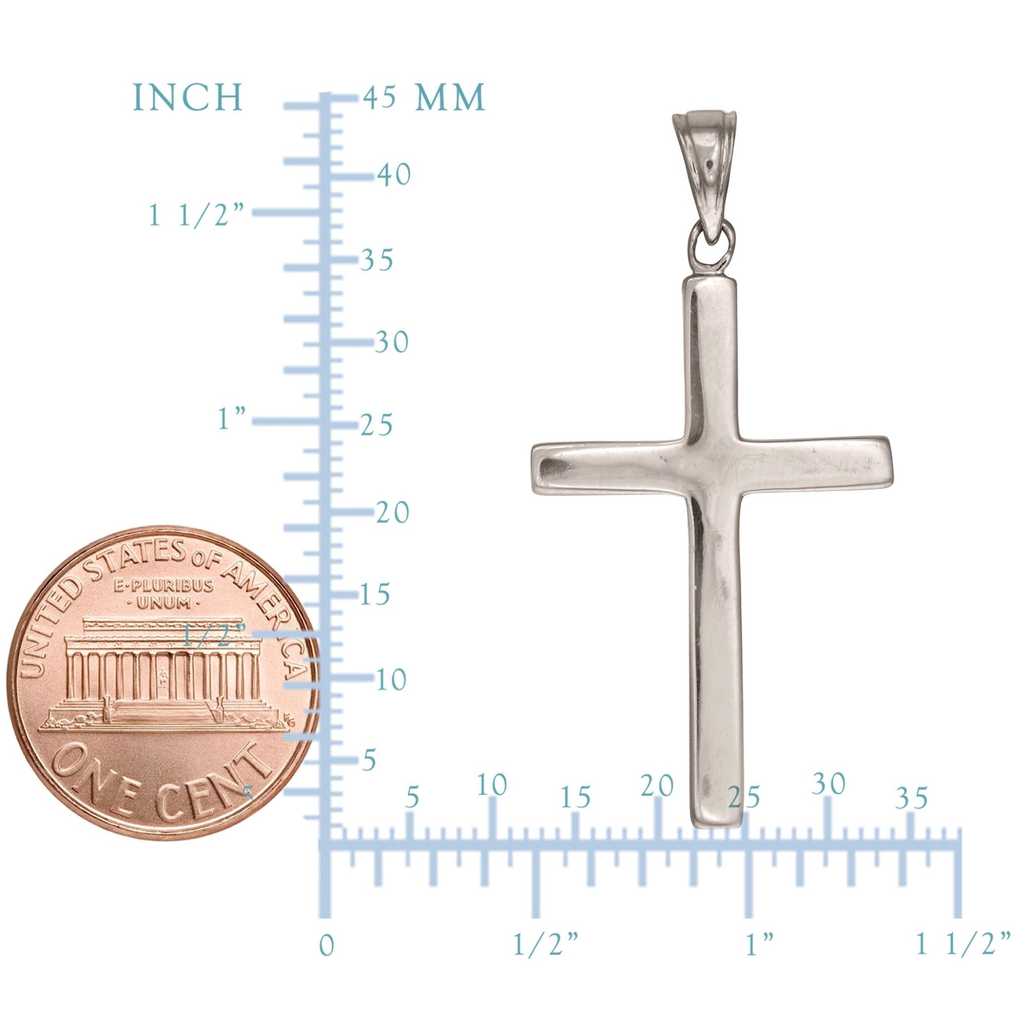 Sterling Silver Cross Pendant, 17 x 36 mm - JewelryAffairs