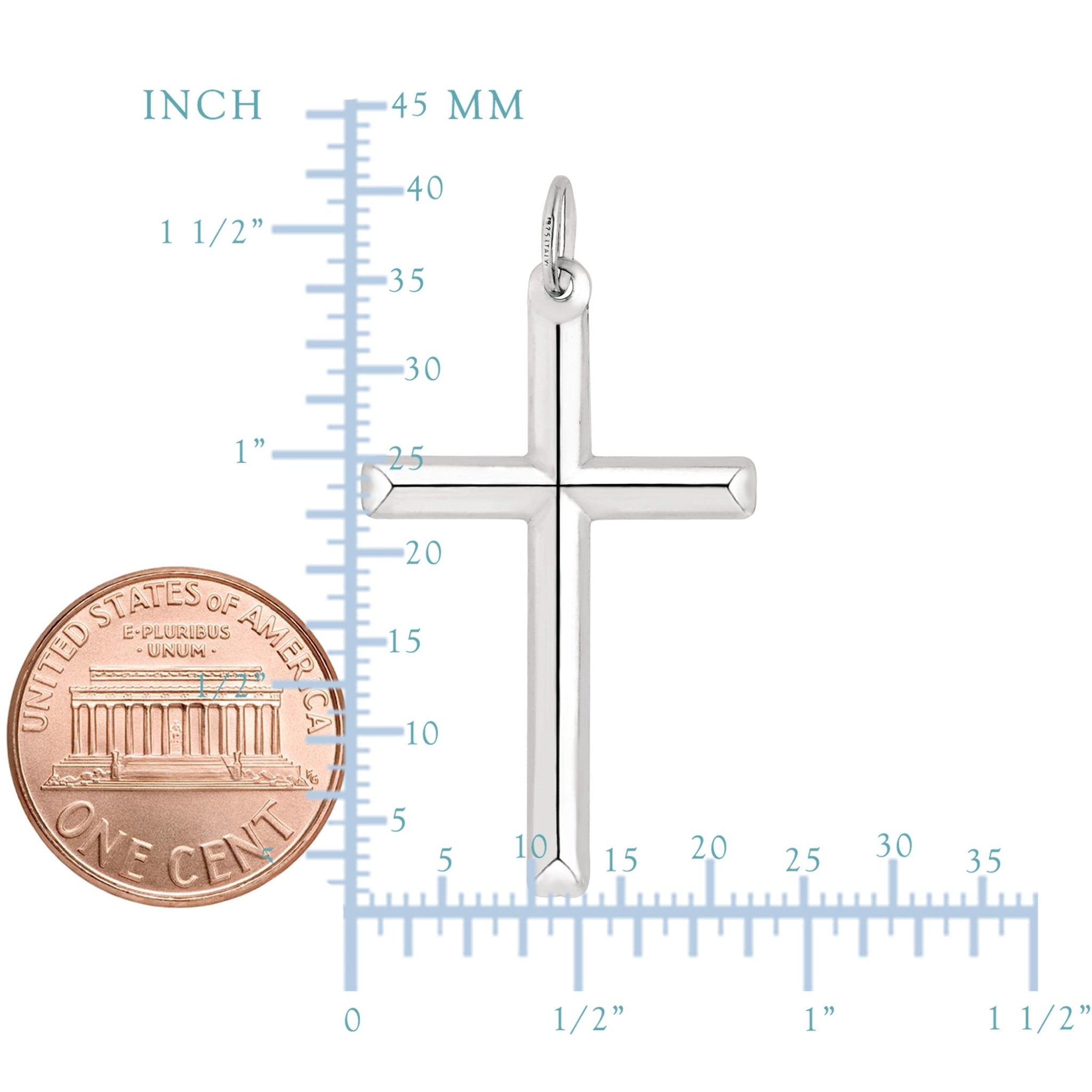 Sterling Silver Cross Pendant, 20 x 40 mm - JewelryAffairs