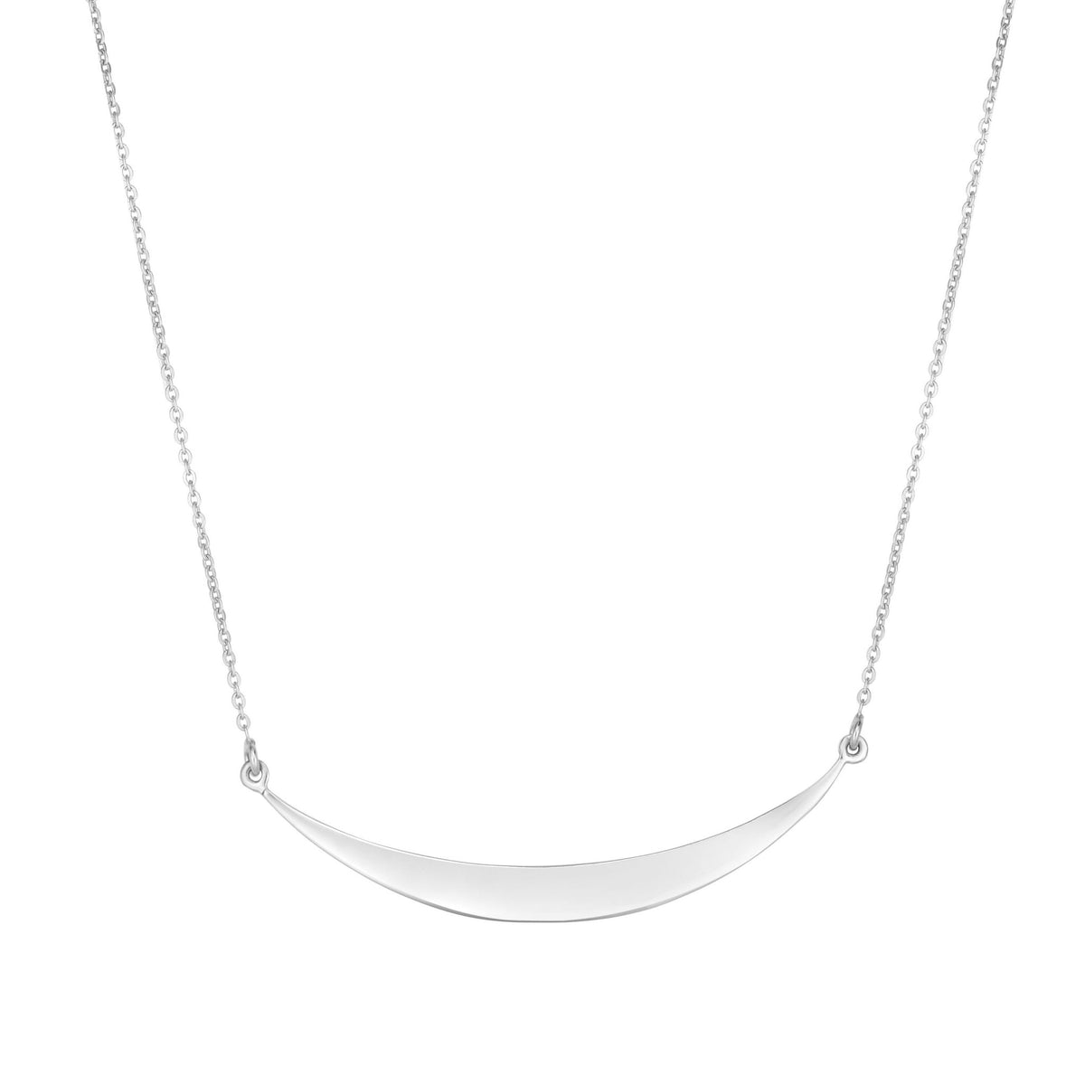 Sterling Silver Curve Bar Necklace, 18" - JewelryAffairs