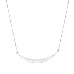 Sterling Silver Curve Bar Necklace, 18" - JewelryAffairs