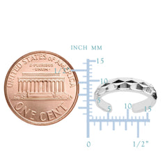 Sterling Silver Diamond Cut Cuff Style Adjustable Toe Ring - JewelryAffairs