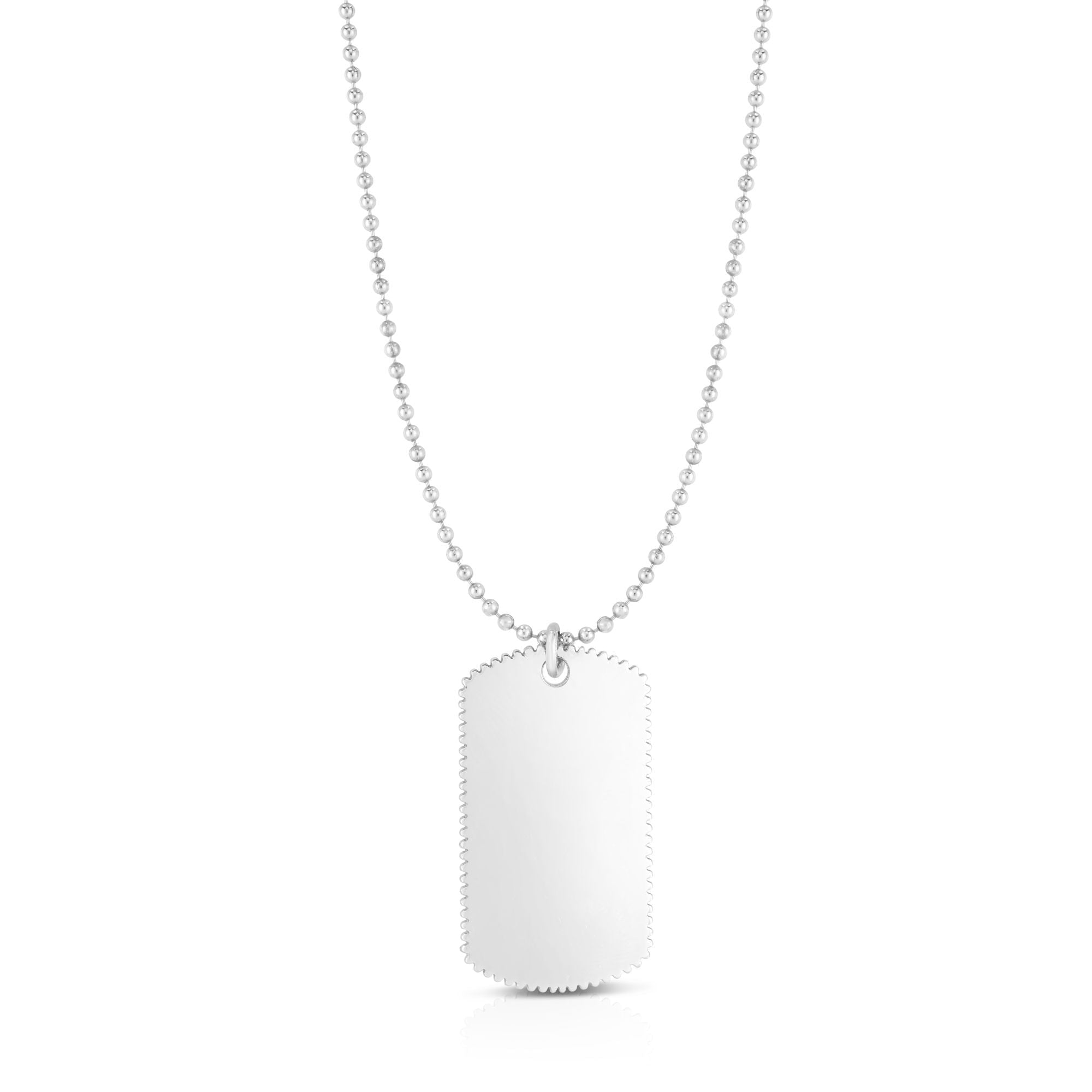 Sterling Silver Dog Tag Fancy Necklace, 24" - JewelryAffairs