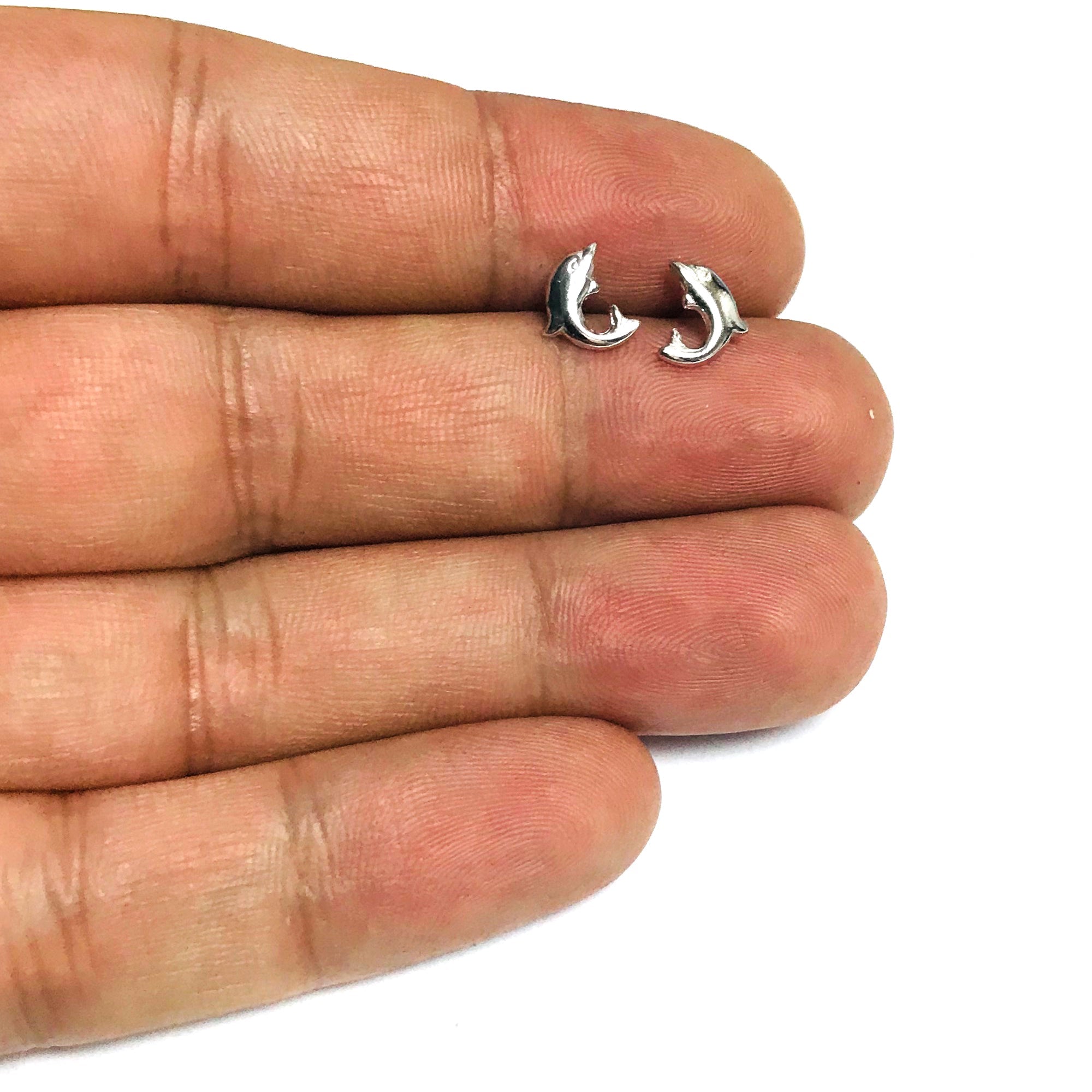 Sterling Silver Dolphin Stud Earrings - JewelryAffairs