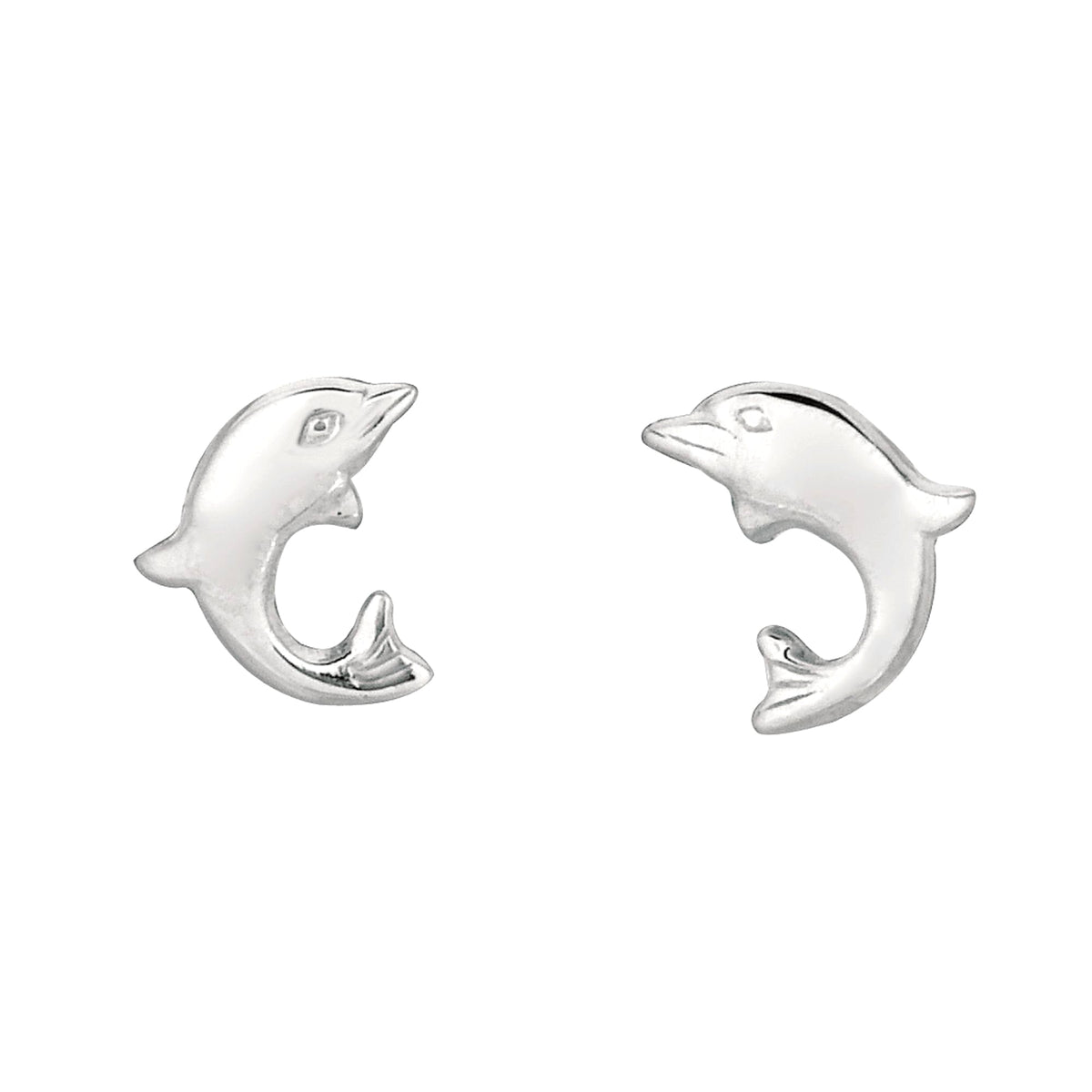 Sterling Silver Dolphin Stud Earrings - JewelryAffairs