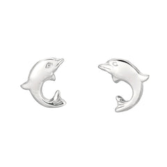 Sterling Silver Dolphin Stud Earrings - JewelryAffairs