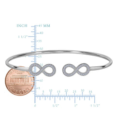 Sterling Silver Double CZ Infinity Ends Bracelet Cuff