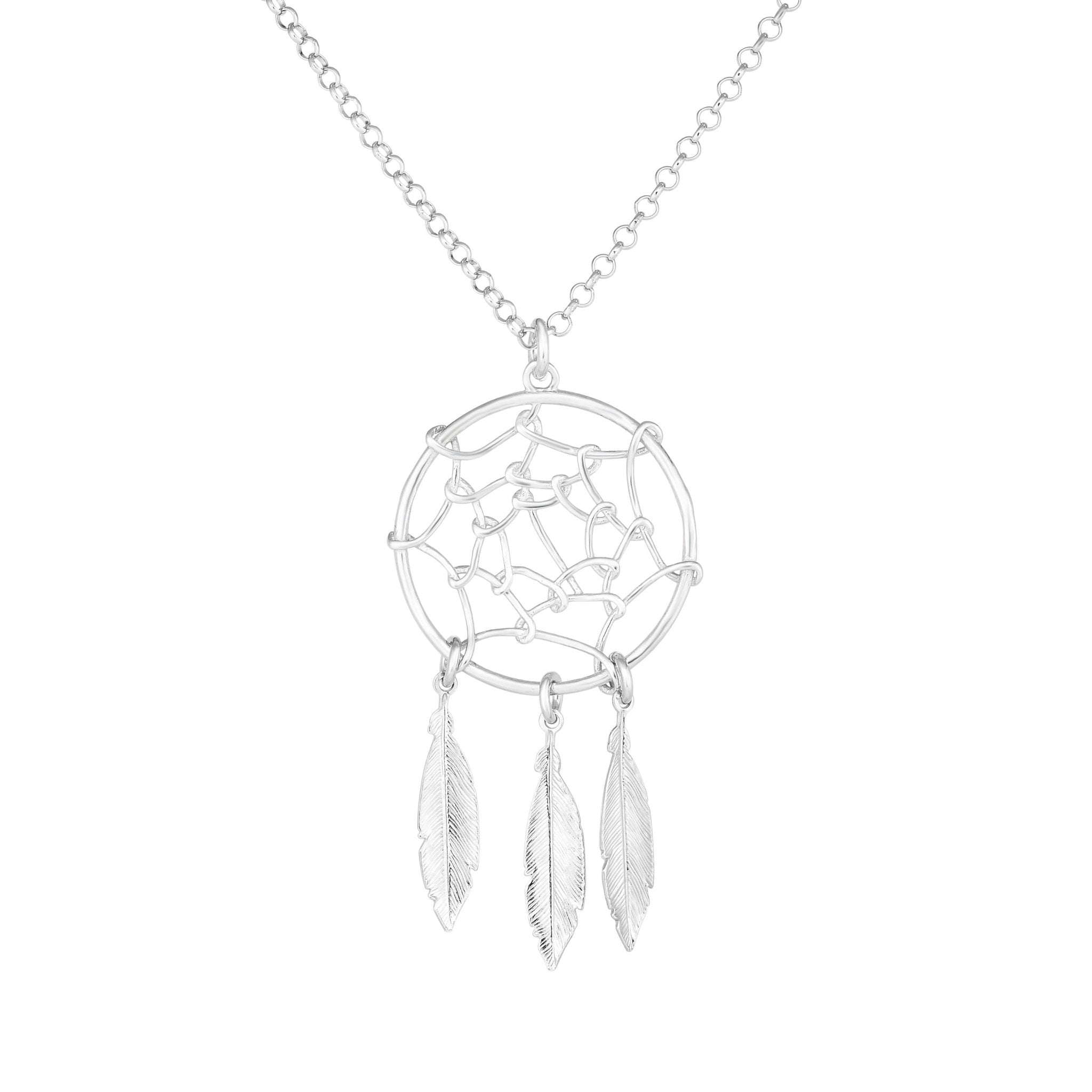 Sterling Silver Dream Catcher Charm Necklace, 17" - JewelryAffairs