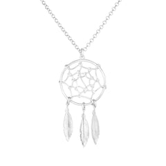 Sterling Silver Dream Catcher Charm Necklace, 17" - JewelryAffairs