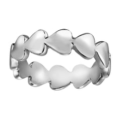 Sterling Silver Eternity Heart Band Ring, Size 7 - JewelryAffairs