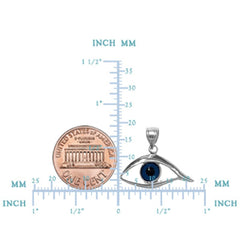 Sterling Silver Evil Blue Eye Pendant Charm, 25 x 20mm - JewelryAffairs