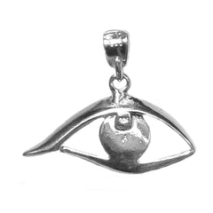 Sterling Silver Evil Blue Eye Pendant Charm, 25 x 20mm - JewelryAffairs