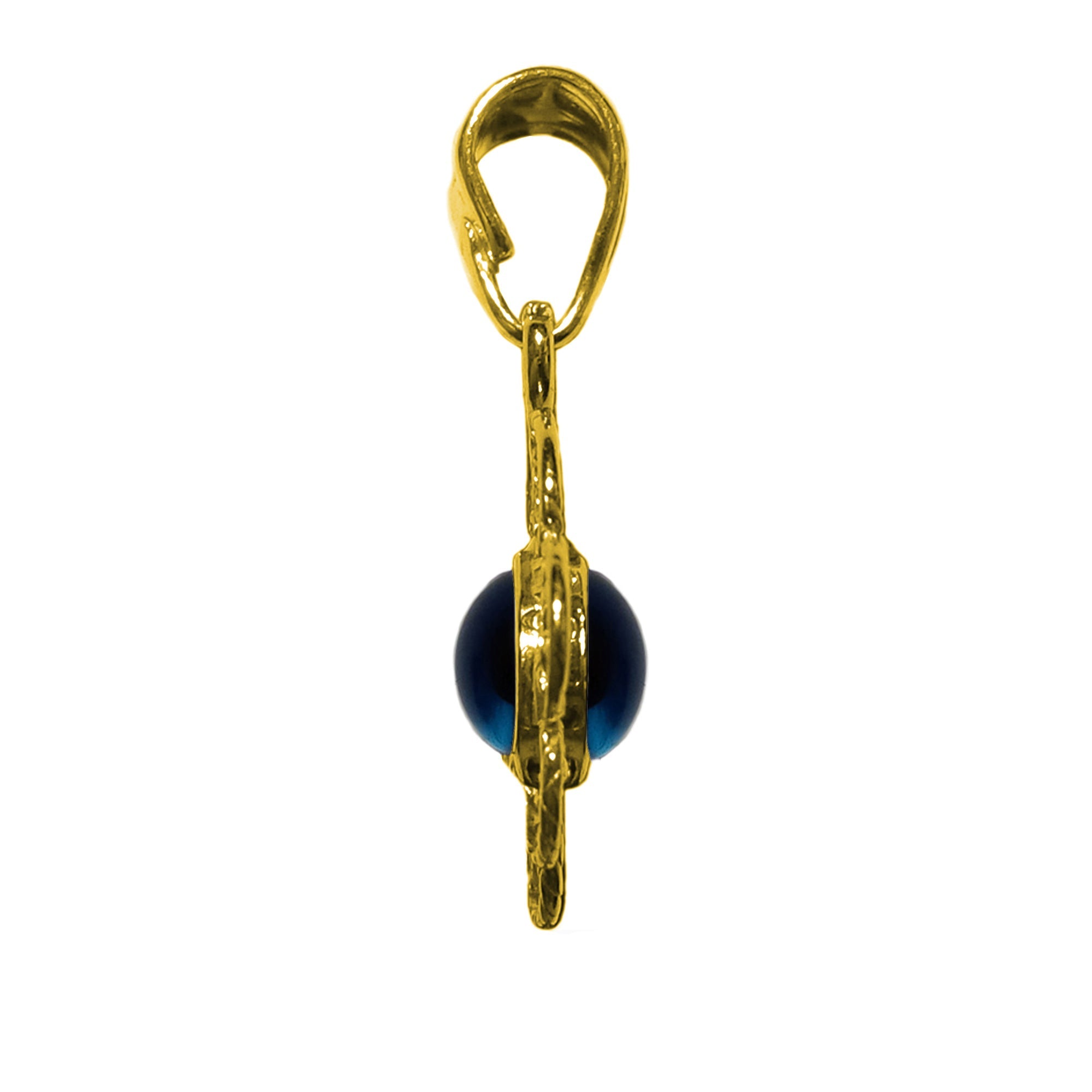 Sterling Silver Filigree Double Sided Evil Eye Pendant Charm 18 Karat Gold Overlay - JewelryAffairs