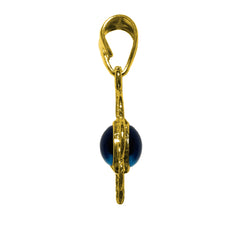 Sterling Silver Filigree Double Sided Evil Eye Pendant Charm 18 Karat Gold Overlay - JewelryAffairs