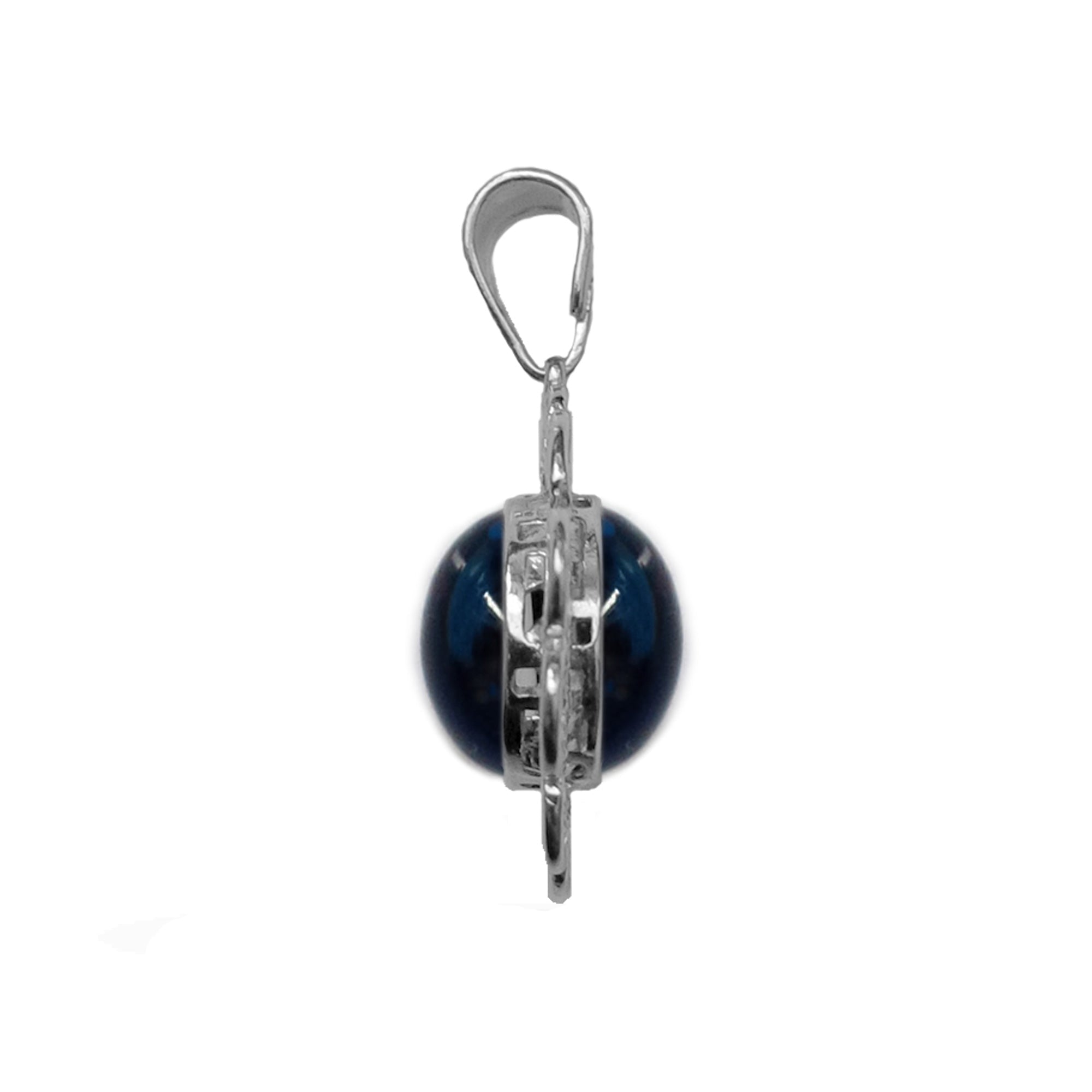 Sterling Silver Filigree Double Sided Evil Eye Pendant Charm - JewelryAffairs