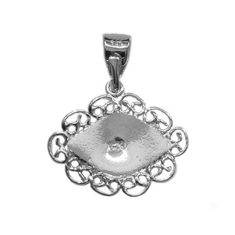 Sterling Silver Filigree Style Evil Eye Pendant Charm
