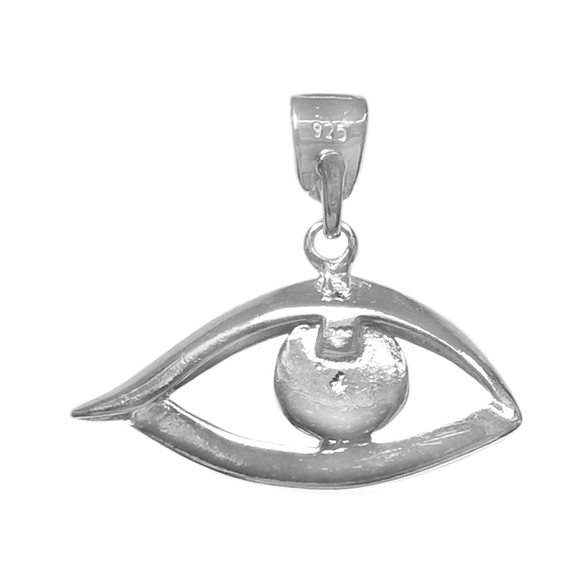 Sterling Silver Greek Key Evil Eye Meandros Pendant - JewelryAffairs