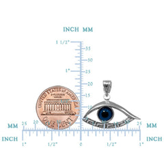 Sterling Silver Greek Key Evil Eye Meandros Pendant - JewelryAffairs