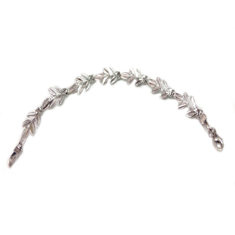 Sterling Silver Greek Olive Leafs Bracelet, 7"
