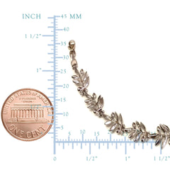 Sterling Silver Greek Olive Leafs Bracelet, 7.5"