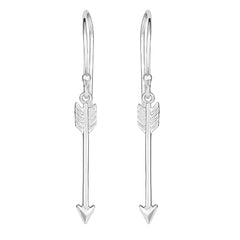 Sterling Silver Hanging Arrow Shape Drop Earrings - JewelryAffairs