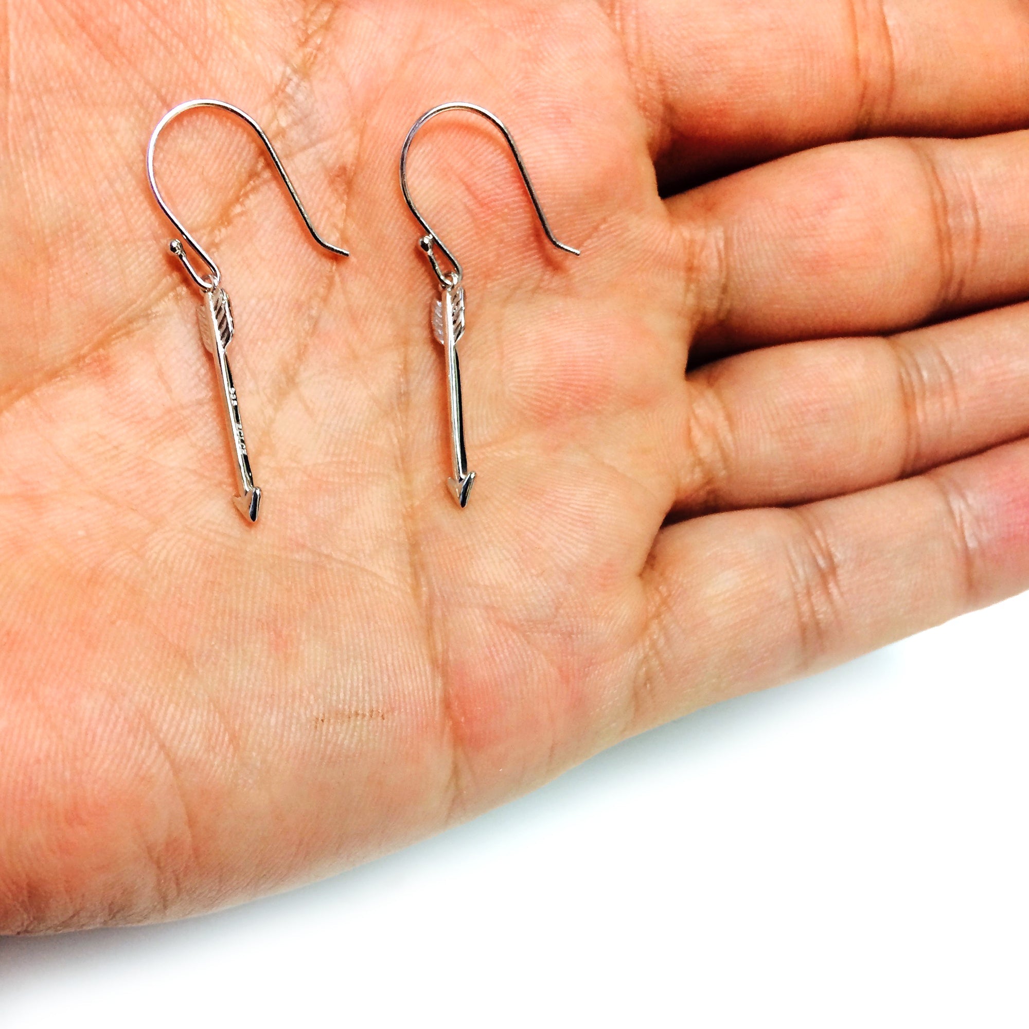 Sterling Silver Hanging Arrow Shape Drop Earrings - JewelryAffairs