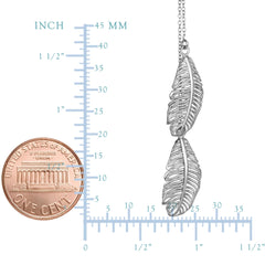 Sterling Silver Hanging Leaf Pendants Necklace, 18" - JewelryAffairs