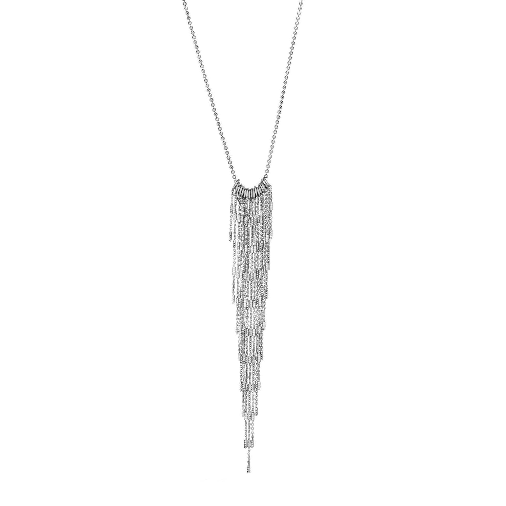 Sterling Silver Hanging Tassel Necklace, 17" - JewelryAffairs